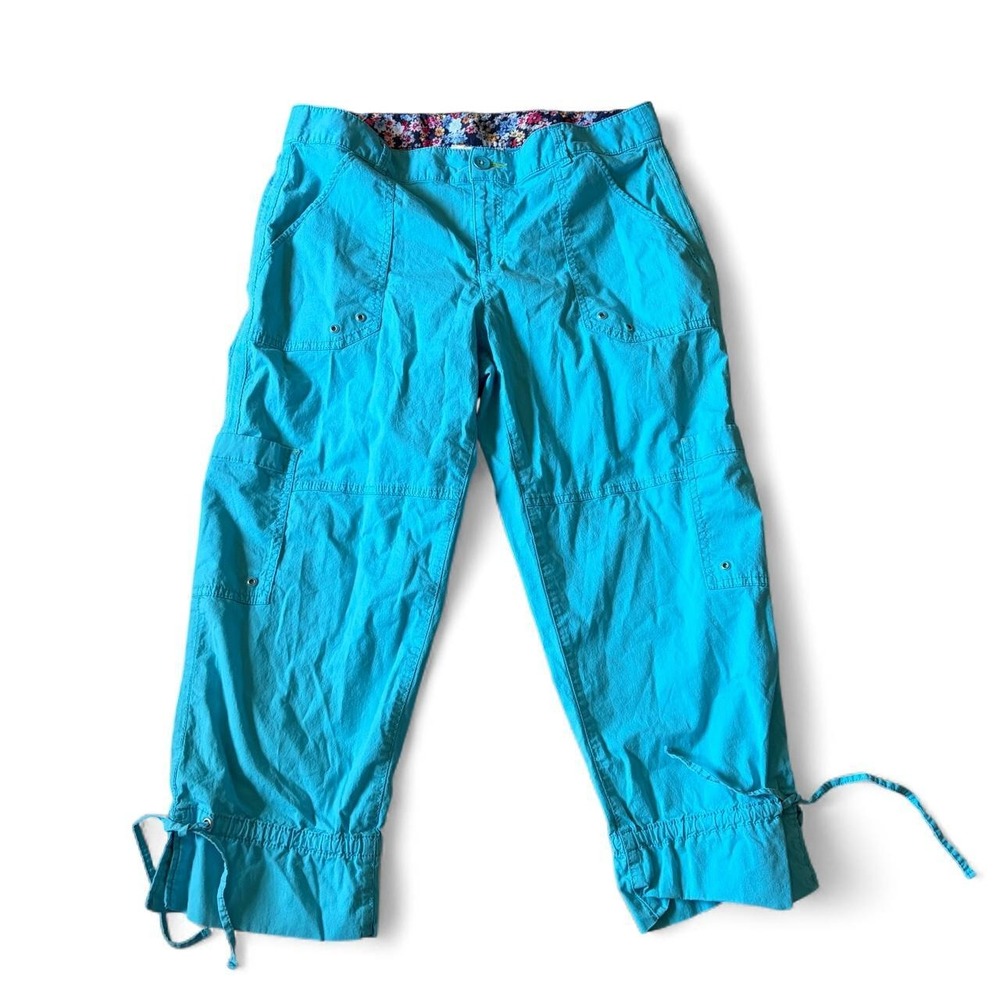 Y2K bright blue capri pants size 8 medium women's Rafaella whimsy